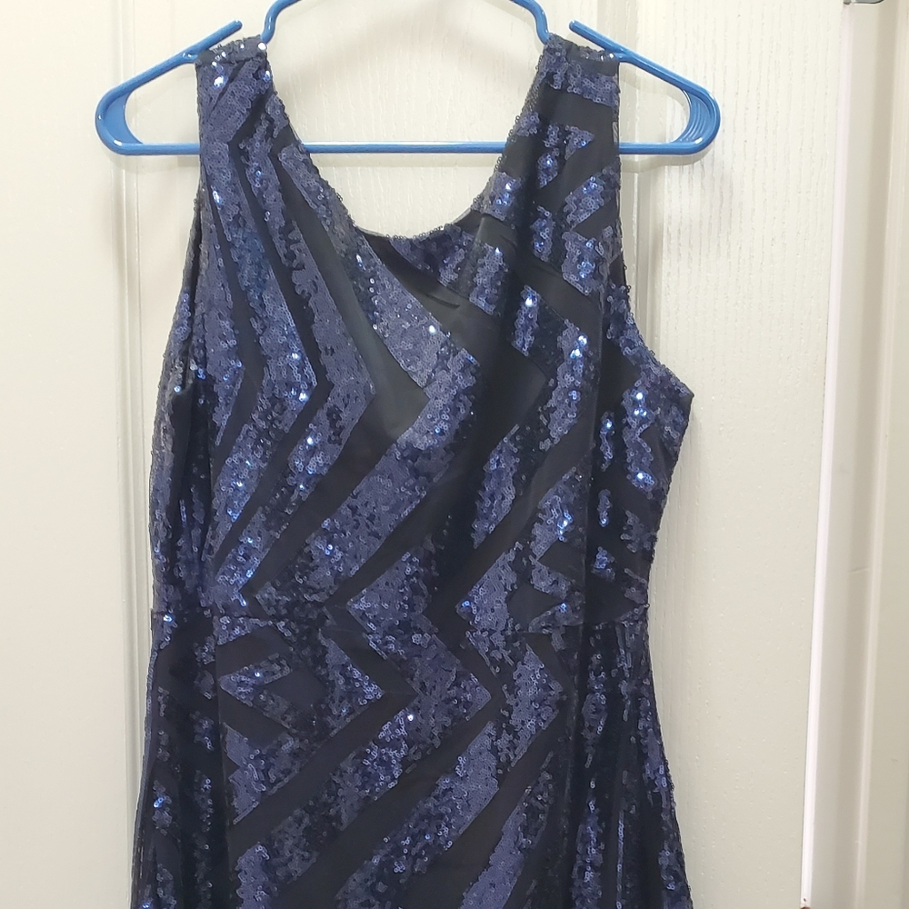 Navy and black sequin dress